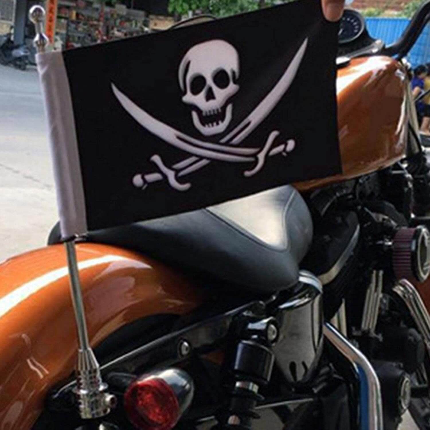 Moon3 Motorcycle Flagpole Flag Poles Mount Bracket Rear Luggage Rack Flagpole Stand I.1165266201
