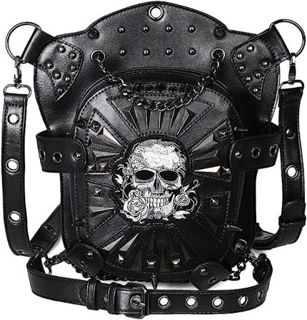 Leather Vintage Gothic Steam Punk Unisex Skull Crossbody Shoulder Leg Waist Bag