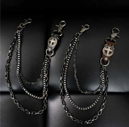 Stainless steel hiphop style tooth Biker Trucker Jeans, Waist Chain