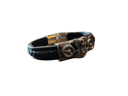 Vintage Black Leather Bracelet man