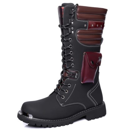 Mens Cowboy Boots Mid-Calf Durable Motorcycle Hunting Boots (Size 45)