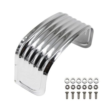 Front Fender Skirt Trim, Chrome Steel Front Ribbed Trim Protection Trim for Harley Touring