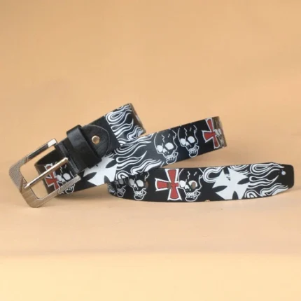 Retro Leisure Print Strap Male Wide Hip Hop Alloy Pin Buckle Belt