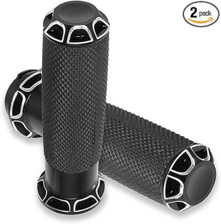 Motorcycle Black Hand Grips - 1 Inch Handlebar Grips