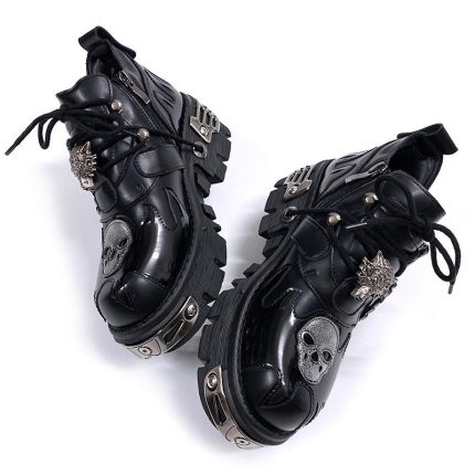 Unisex Retro Dark-style Platform Heavy Metal Creepers - Gothic Punk Leather Shoes Size 11 (42)