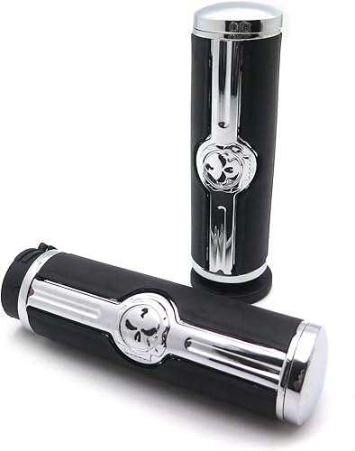 Chromed Handlebar Skull Grips fits to with harley davidson sportster, dyna and softail till 2015