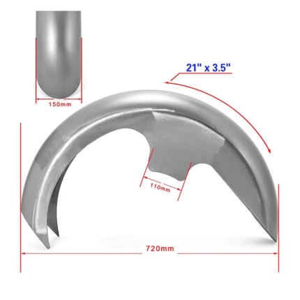 extended front fender for 21 and 23 inch wheels for harley davidson