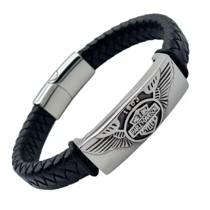 Men Harley Braided Leather Bracelet