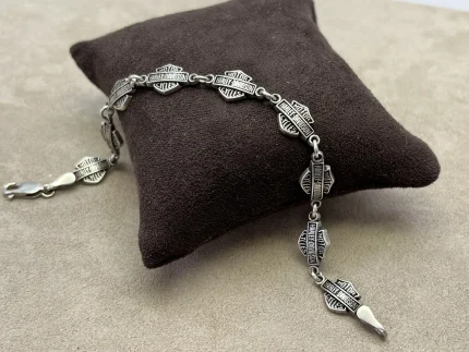 Harley Davidson 7.75 Motorcycle MOD 925 Sterling Silver Chain Bracelet