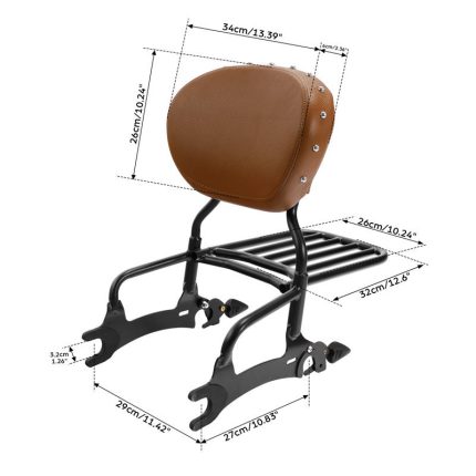 XF2906F63-B Backrest Sissy Bar Luggage Rack Fit for Indian Chieftain Dark Horse Roadmaster